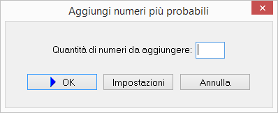 Scheda Aggiungi numeri più probabili