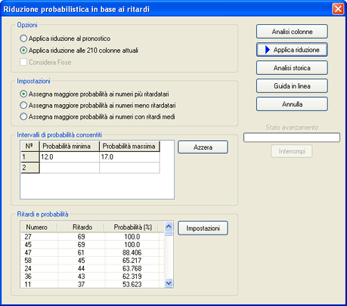 Riduzione probabilistica in base ai ritardi