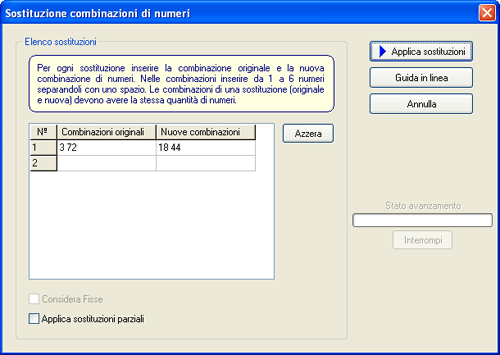 Sostituzione combinazioni di numeri